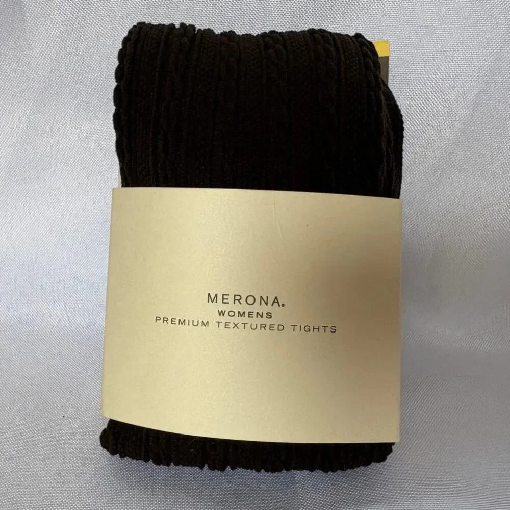 Vintage Y2K Merona NOS Chocolate Brown Cable Knit Sweater Tights S